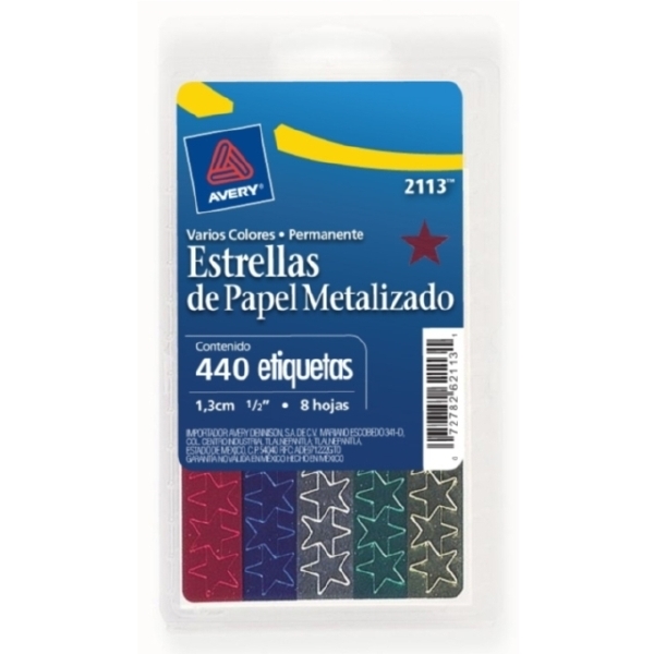 Etiquetas avery estrellas de colores c/440